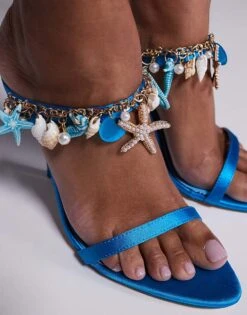 Public Desire Shellie High Heeled Sandals With Embellishments In Blue For Women -Desirelic Store 207623672 3