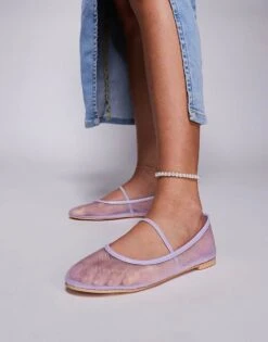 Public Desire Twiggie Ballet Flat In Mesh Lilac For Women