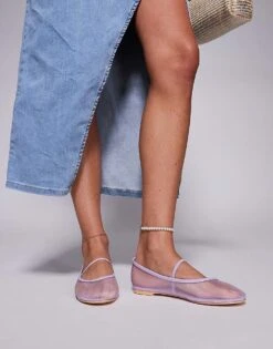Public Desire Twiggie Ballet Flat In Mesh Lilac For Women -Desirelic Store 207624000 3