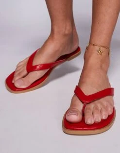 Public Desire Thong Flat Sandal In Red For Women -Desirelic Store 207624085 3