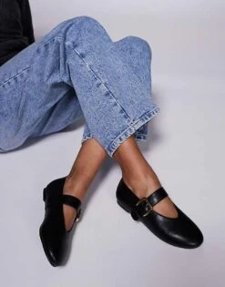 Public Desire Buckle Detail Ballet Flats In Black For Women -Desirelic Store 207624121 1 black 1