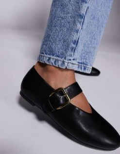 Public Desire Buckle Detail Ballet Flats In Black For Women -Desirelic Store 207624121 3