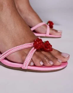 Public Desire Fructose Slip On Kitten Heel Sandals In Pink For Women -Desirelic Store 207624148 3