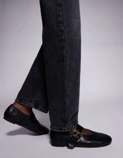 Public Desire Wide Fit Buckle Detail Ballet Flats In Black For Women -Desirelic Store 207624357 3