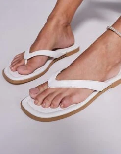 Public Desire Wide Fit Thong Flat Sandal In White For Women -Desirelic Store 207624383 3