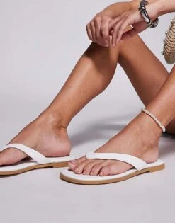 Public Desire Wide Fit Thong Flat Sandal In White For Women -Desirelic Store 207624383 4