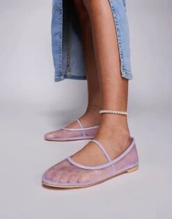 Public Desire Wide Fit Public Desire Twiggie Wide Fit Ballet Flat In Mesh Lilac For Women -Desirelic Store 207624436 1 lilac 1