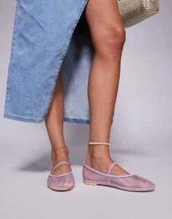Public Desire Wide Fit Public Desire Twiggie Wide Fit Ballet Flat In Mesh Lilac For Women -Desirelic Store 207624436 3