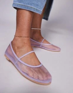 Public Desire Wide Fit Public Desire Twiggie Wide Fit Ballet Flat In Mesh Lilac For Women -Desirelic Store 207624436 4