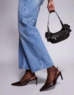 Public Desire Wide Fit Sling Back Kitten Heels In Brown For Women -Desirelic Store 207624455 1 brown 1