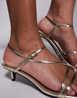 Public Desire Wide Fit Public Desire Glint Wide Fit Strappy Barely There Sandals In Metallic Gold For Women Gold Metallic -Desirelic Store 207624490 2