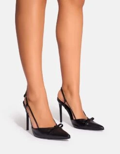 Public Desire Ginni Bow Detail Sling Back Court Heels In Black For Women -Desirelic Store 208161196 1 black 1