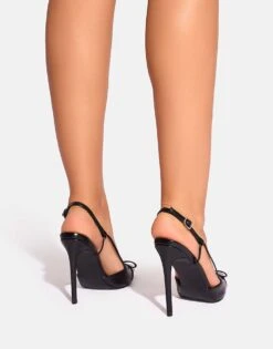 Public Desire Ginni Bow Detail Sling Back Court Heels In Black For Women -Desirelic Store 208161196 3