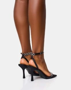 Public Desire Tameika Diamante Strap Mid Heel In Black For Women -Desirelic Store 208161303 4