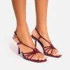 Public Desire Jiniso Knot Front Strappy Heels In Burgundy For Women -Desirelic Store 208161317 1 burgundy