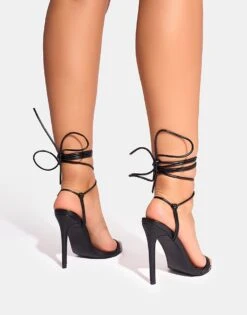 Public Desire Merlot Lace Up Wrap Around Pointed Toe Heels In Black For Women -Desirelic Store 208161338 3