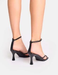 Public Desire Samya Minimal Strap Mid Heels With Insole In Black For Women -Desirelic Store 208161365 2