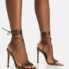 Public Desire Merlot Lace Up Wrap Around Pointed Toe Stiletto Heels In Metallic Choc For Women Matallic Choc -Desirelic Store 208161556 1 matallicchoc