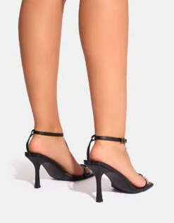 Public Desire Lynx Minimal Caged Barely There Heels In Black For Women -Desirelic Store 208165537 3
