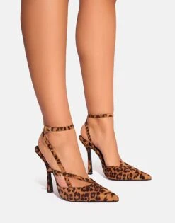 Public Desire Idol Leopard Buckle Strappy Detail Stiletto Pointed To Court High Heels In Leopard For Women -Desirelic Store 208165599 1 leopard 1