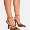 Public Desire Idol Leopard Buckle Strappy Detail Stiletto Pointed To Court High Heels In Leopard For Women -Desirelic Store 208165599 1 leopard