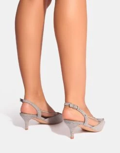 Public Desire Rai Denim Bow Detail Slingback Mid Heels In Grey For Women -Desirelic Store 208165681 4