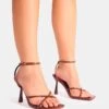 Public Desire Bree Pu Barely There Square Toe Mid Stiletto Heels In Chocolate For Women -Desirelic Store 208166042 1 chocolate