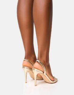 Public Desire Barely Slingback Heel In Gold For Women -Desirelic Store 208166059 2