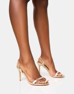 Public Desire Barely Slingback Heel In Gold For Women -Desirelic Store 208166059 3