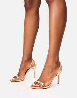 Public Desire Barely Slingback Heel In Gold For Women -Desirelic Store 208166059 4