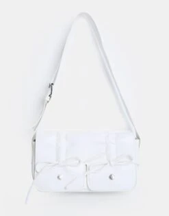 Public Desire Ribbon Ruched Shoulder Bag In White For Women -Desirelic Store 208166448 1 white 1