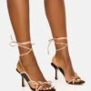 Public Desire Heroine And Bow Detailing Lace Up Mid Heels In Black Nude For Women -Desirelic Store 208166498 1 blacknude