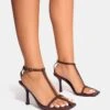 Public Desire Lynx Minimal Caged Barely There Heels In Chocolate For Women -Desirelic Store 208166522 1 chocolate