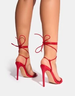 Public Desire Merlot Lace Up Wrap Around Pointed Toe Stiletto Heel In Red For Women -Desirelic Store 208167020 3