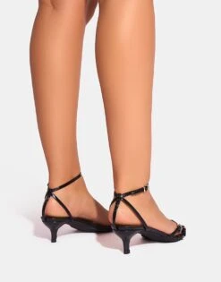 Public Desire Bimi Buckle Detail Toe Post Kitten Heels In Black For Women -Desirelic Store 208167057 3