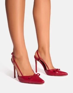 Public Desire Ginni Bow Detail Sling Back Court Heels In Red For Women -Desirelic Store 208167075 1 red 1
