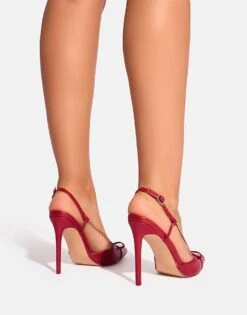 Public Desire Ginni Bow Detail Sling Back Court Heels In Red For Women -Desirelic Store 208167075 3