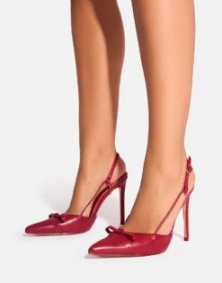 Public Desire Ginni Bow Detail Sling Back Court Heels In Red For Women -Desirelic Store 208167075 4