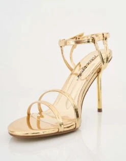 Public Desire Idealist Mirror Double Strap Barely There High Heels In Gold For Women -Desirelic Store 208515563 1 gold 1