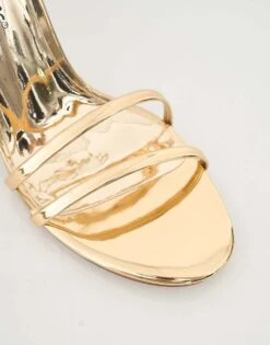 Public Desire Idealist Mirror Double Strap Barely There High Heels In Gold For Women -Desirelic Store 208515563 2