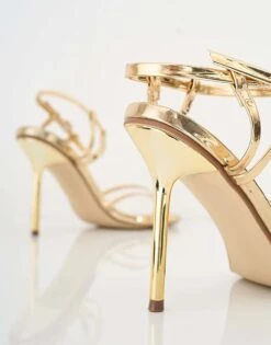 Public Desire Idealist Mirror Double Strap Barely There High Heels In Gold For Women -Desirelic Store 208515563 4