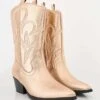 Public Desire Calabasas Western Embroideknee High Pointed Toe Cowboy Boots In Rose Gold For Women -Desirelic Store 208515594 1 rosegold