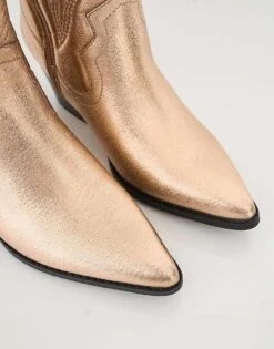 Public Desire Calabasas Western Embroideknee High Pointed Toe Cowboy Boots In Rose Gold For Women -Desirelic Store 208515594 2