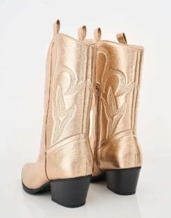 Public Desire Calabasas Western Embroideknee High Pointed Toe Cowboy Boots In Rose Gold For Women -Desirelic Store 208515594 3