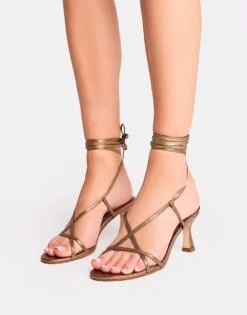 Public Desire Irisa Lace Up Strappy Mid Heels In Bronze For Women -Desirelic Store 208515647 1 bronze 1
