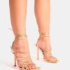 Public Desire Delphini Extreme Lace Up Square Toe Heels In Gold For Women -Desirelic Store 208515815 1 gold