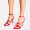 Public Desire Free Spirit Strappy Round Toe Mid Heels In Red For Women -Desirelic Store 208516046 1 red