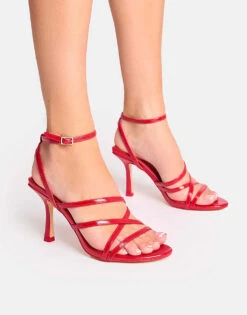 Public Desire Free Spirit Strappy Round Toe Mid Heels In Red For Women -Desirelic Store 208516046 4