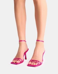 Public Desire Jericho Toe Post Embellished Mid Heels In Pink For Women -Desirelic Store 208516115 3