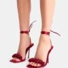 Public Desire Marisatin Rose Detail Lace Up Heels In Burgundy For Women -Desirelic Store 208516149 1 burgundy
